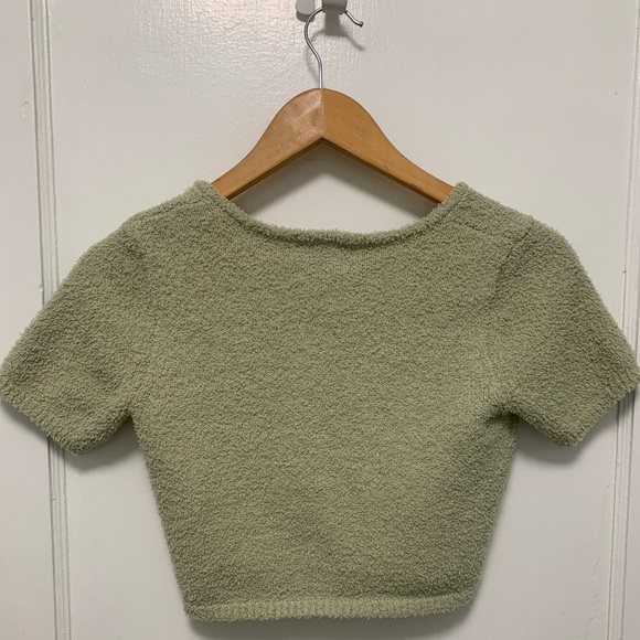 Pretty Garbage NWOT Sage Green Button Front Sweater Top - Picture 2 of 3